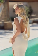 Zanna – yellow maxi dress with an open back