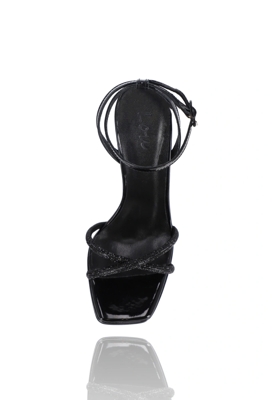 Blackdoe - Naturleder - Lackleder-Sandalen mit glänzenden Riemen