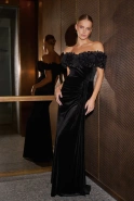 Klaudia – black maxi dress with floral embellishment