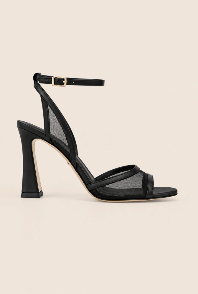 Sense – schwarze Sandaletten mit dekorativem Mesh