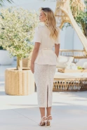 Lurdes – Set in Off-White: Bluse + Rock