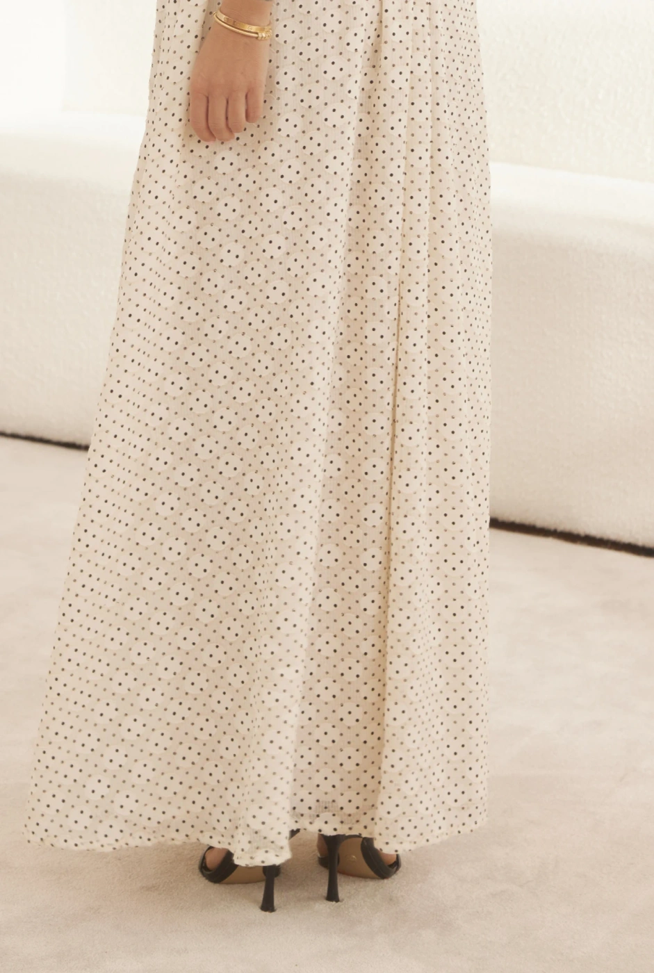 Carmelita - Long strapless dress with contrast piping