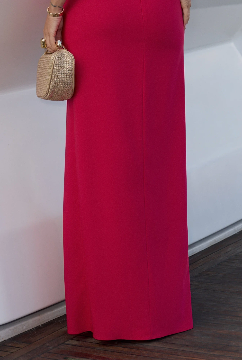 Hayami – black maxi dress with pleated front