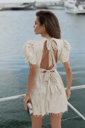 Sonrisa – minikleid in Ecru mit Pailletten
