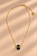 Eline – gold-plated necklace with an onyx stone