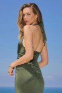 Radmila – Maxi-Neckholder-Kleid in Flaschengrün
