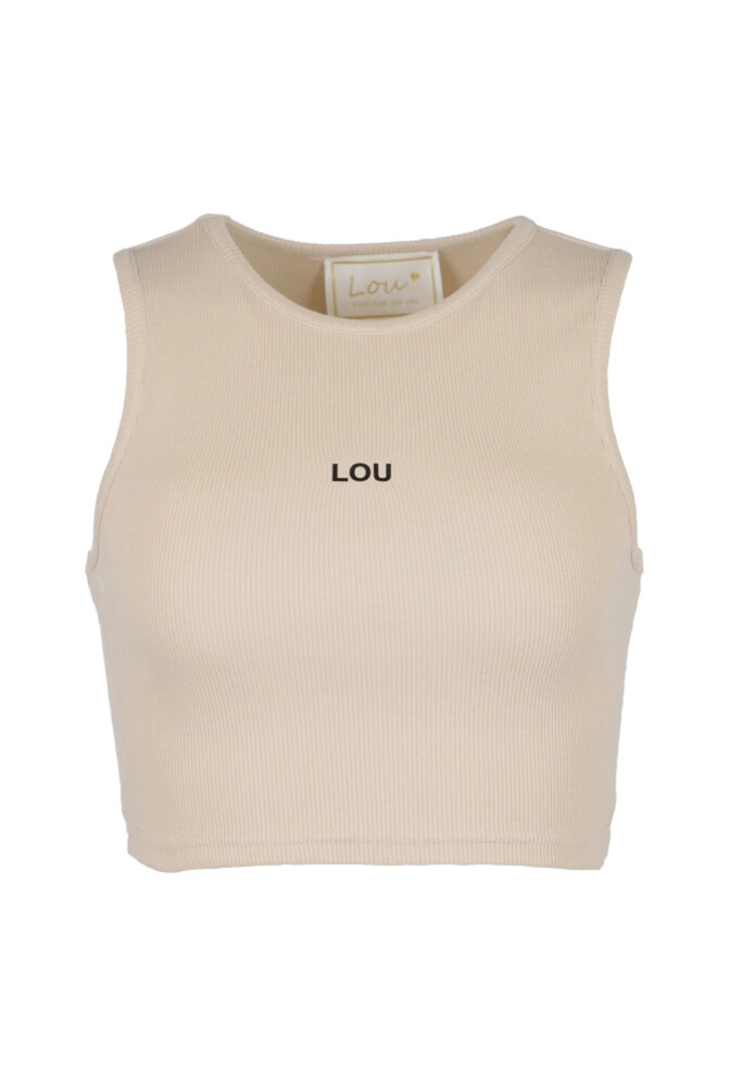 Saura - a short beige strapless top