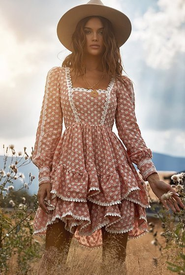 Kansas - Kleid im Boho-Stil in einem Ziegelstein-Ton