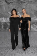 Universo – corset jumpsuit with boning and feathers
