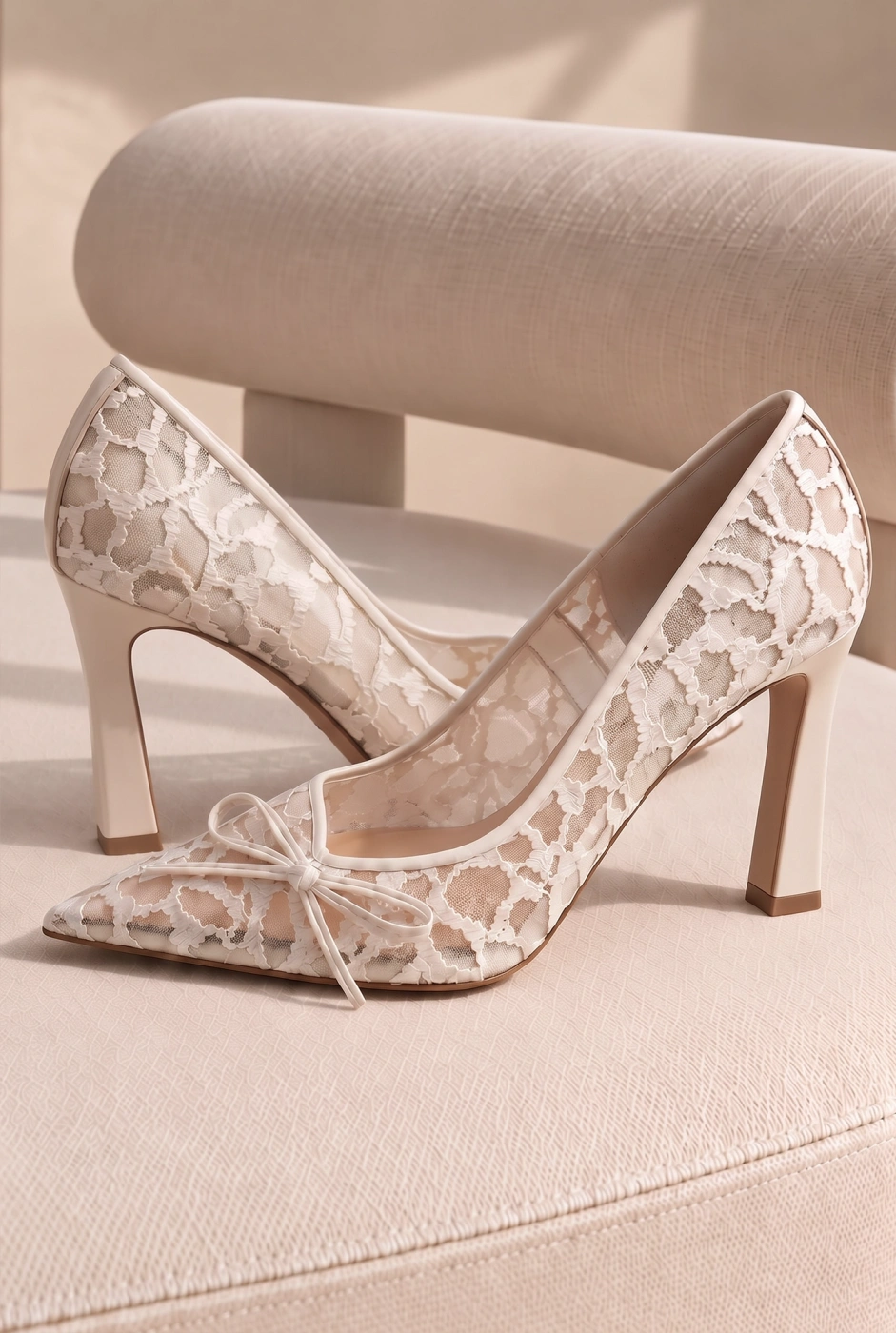 Stina – bestickte Pumps in Ecru