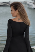 Emeline – schwarzes Minikleid mit Blumenapplikation