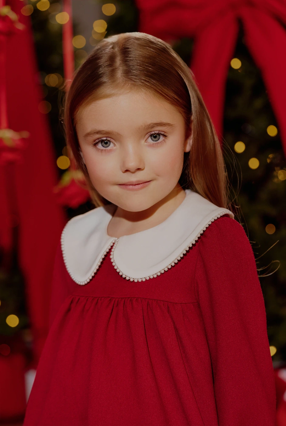 Majka - rotes Kinderkleid mit Kragen