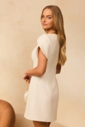 Tristana – ecru mini dress with loose sleeves
