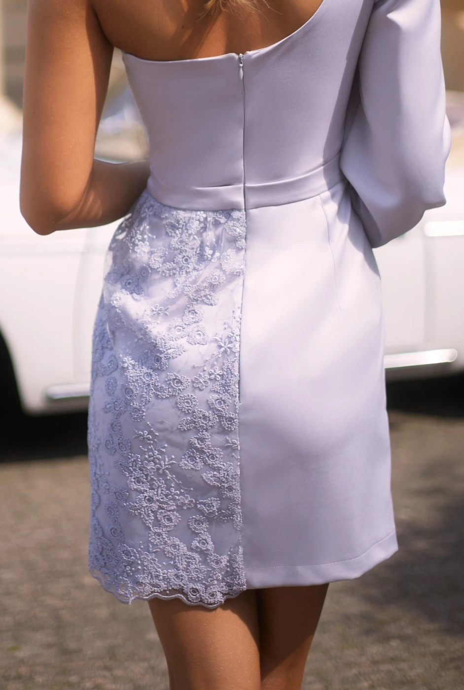 Vicki - asymmetrical dress in a shade of gray