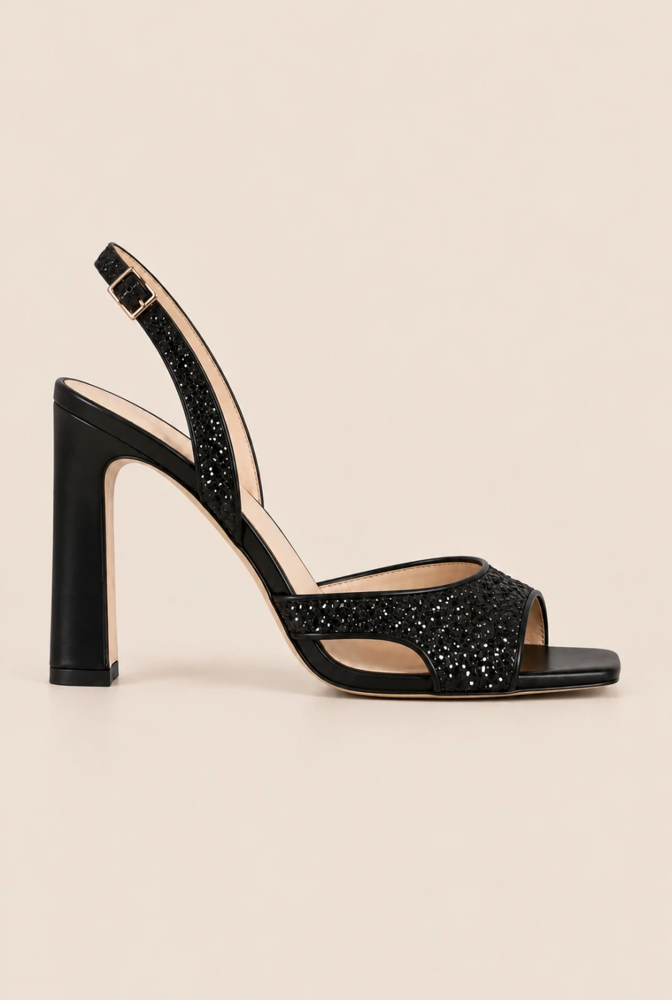 Raffa – schwarze Sandalen mit Glitzerapplikation