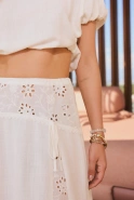 Sapphire – white maxi skirt with openwork details