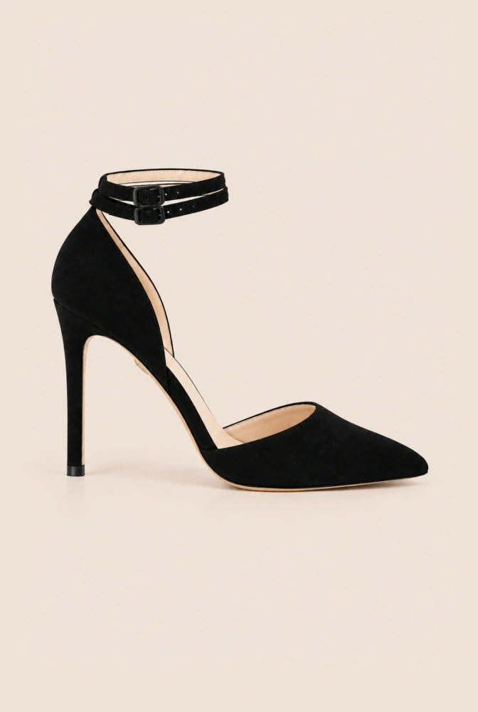 Terry - Schwarze Stilettos mit überzogener Spitze aus Wildleder