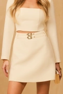 Goldi – cream mini dress with square neckline