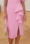 Lorena - Elegantes und romantisches Midikleid in Puderrosa