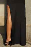 Marcelina schwarz - Maxikleid mit Blumendekor