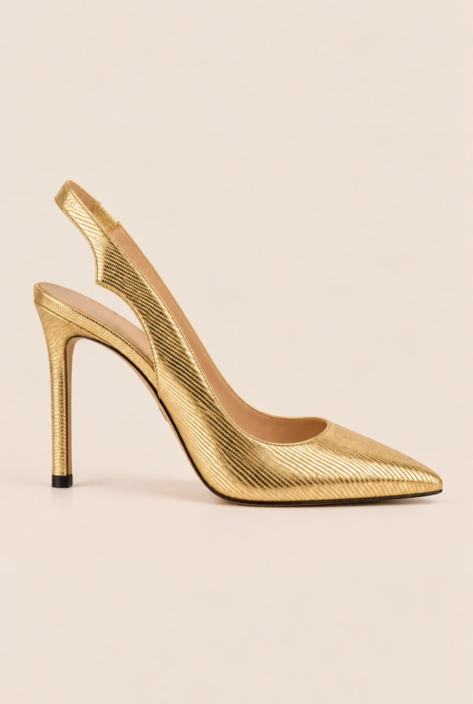Stevie – gold slingback stilettos