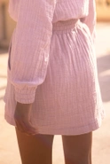 Kama - Pink tracksuit set with mini skirt and embroideries