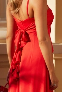 Nazani - Viscose Maxi Empire Dress with Adjustable Straps and Handmade Applique on the Bust