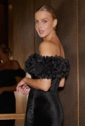 Klaudia – black maxi dress with floral embellishment