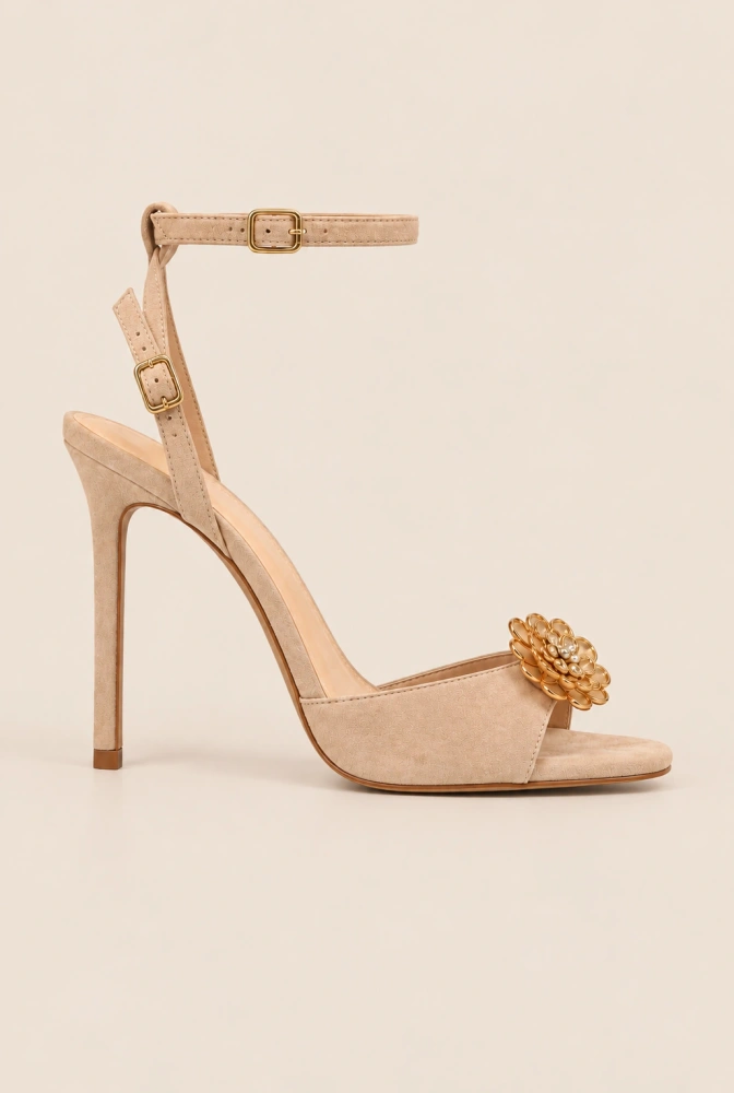Motion - Sandalen aus Wildleder mit goldener Blumenverzierung