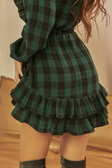 Manuka - bottle green checkered dress