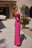 Marcelina - Corset Maxi Dress with Draping and Floral Applique