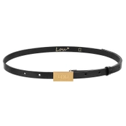 Lita Belt - Eleganter schwarzer Damengürtel mit goldener Lou-Schnalle