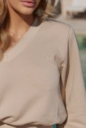 Hanako - Baumwoll-Sweatshirt-Set mit V-Ausschnitt Sweatshirt und Rock mit eingenähten Shorts