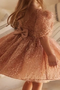 Kimi - Children's Mini Dress with Buffs and Embellished Bow