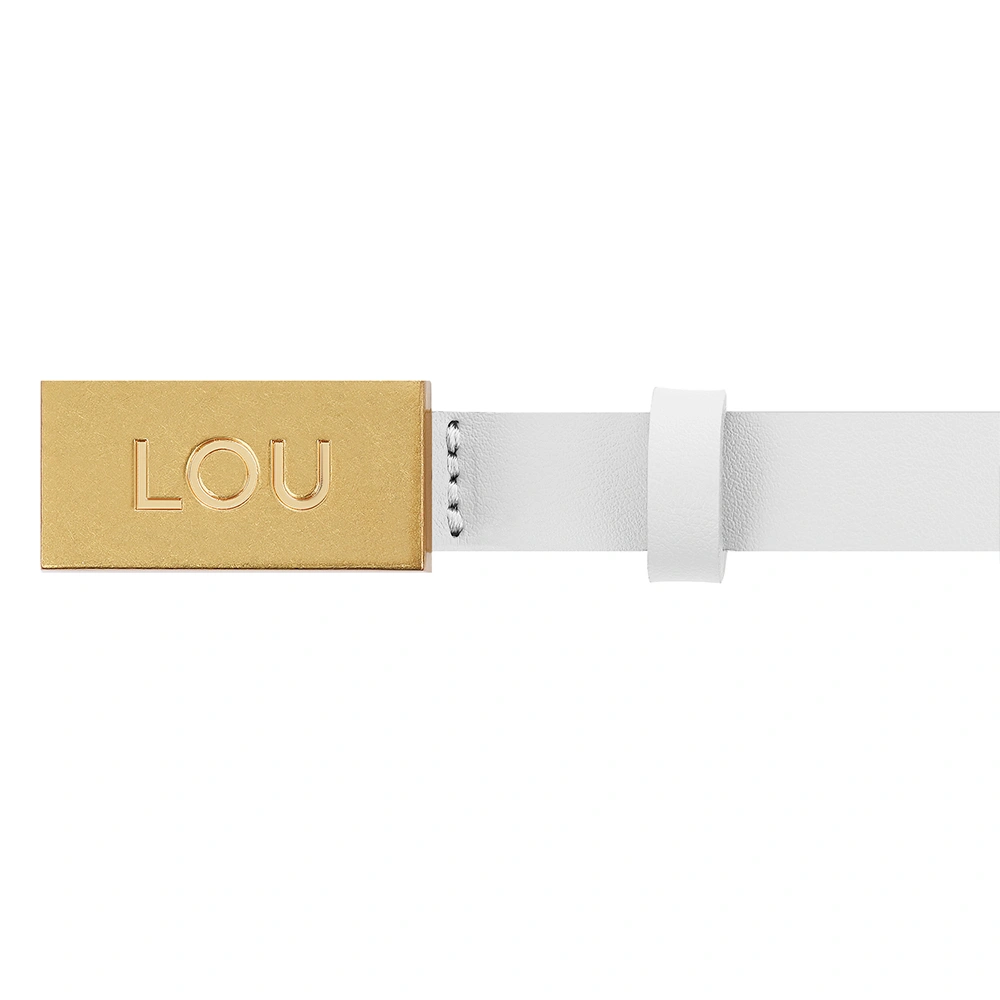 Lita Belt - White Women's Belt with Gold Buckle