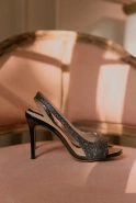 Valles - black glitter sandals with transparent details