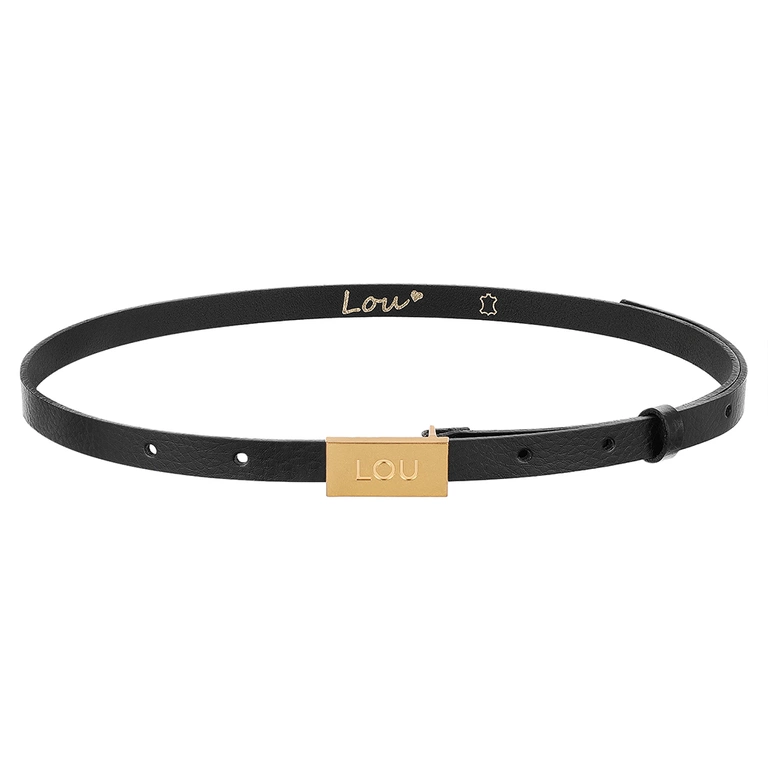 Lita Belt - Eleganter schwarzer Damengürtel mit goldener Lou-Schnalle