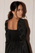 Halika - Black Mini Dress with Sleeve Buffs