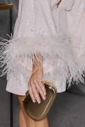 Toluca – ecru mini dress with sequins and feathers