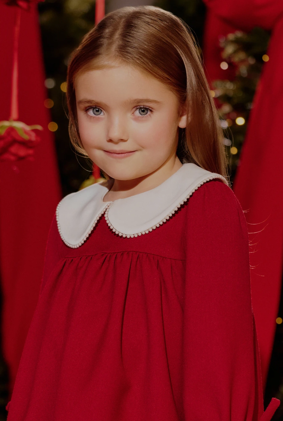 Majka - red children's dress with collar