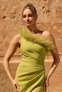 Jamila - asymmetrical maxi dress with feathers