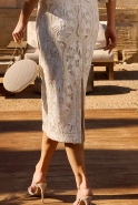 Manola - cream cotton openwork midi dress