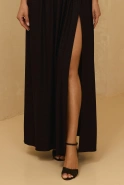 Krolo - Black Maxi Dress with Brocade