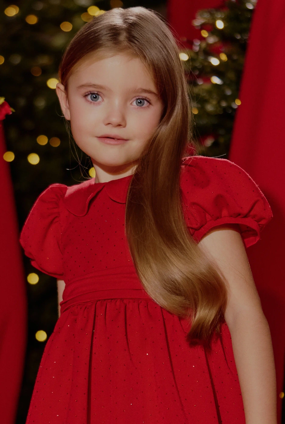 Gabi - rotes Kinderkleid mit Strasssteinen