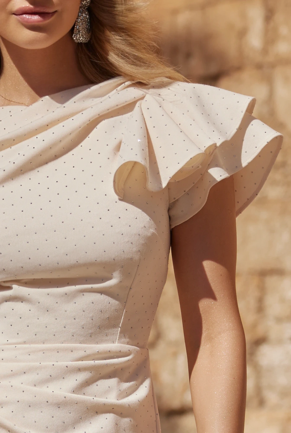 Verdi - Elegant Dress with Embellished Jets and Unique Creases