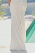 Jolina – draped maxi dress in ecru