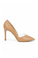 Erva - Pumps made of soft natural leather - Pumps made of soft natural leather- Elegant white sandals with floral applique and painted heel