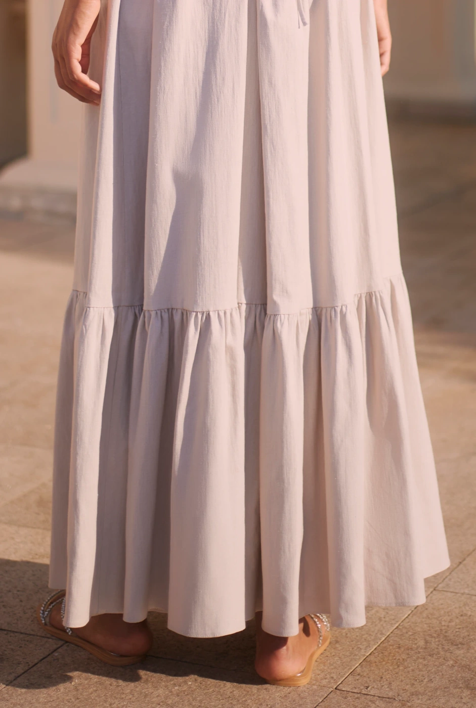Kamalla Grau - Maxikleid im natürlichen Stil
