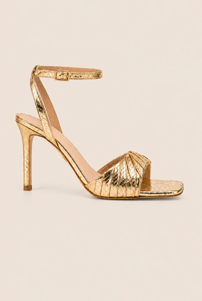 Dazzle – goldene Sandaletten mit schmalem Stilettoabsatz