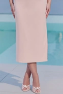 Lillemor – puderrosa Midikleid mit asymmetrischem Schnitt